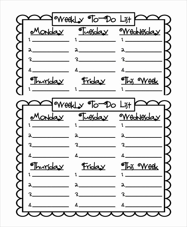 9 Weekly to Do List Templates
