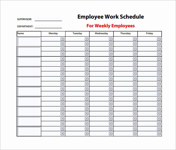 weekly work schedule template