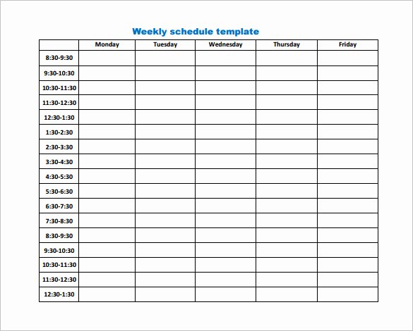 9 Weekly Work Schedule Templates Pdf Doc
