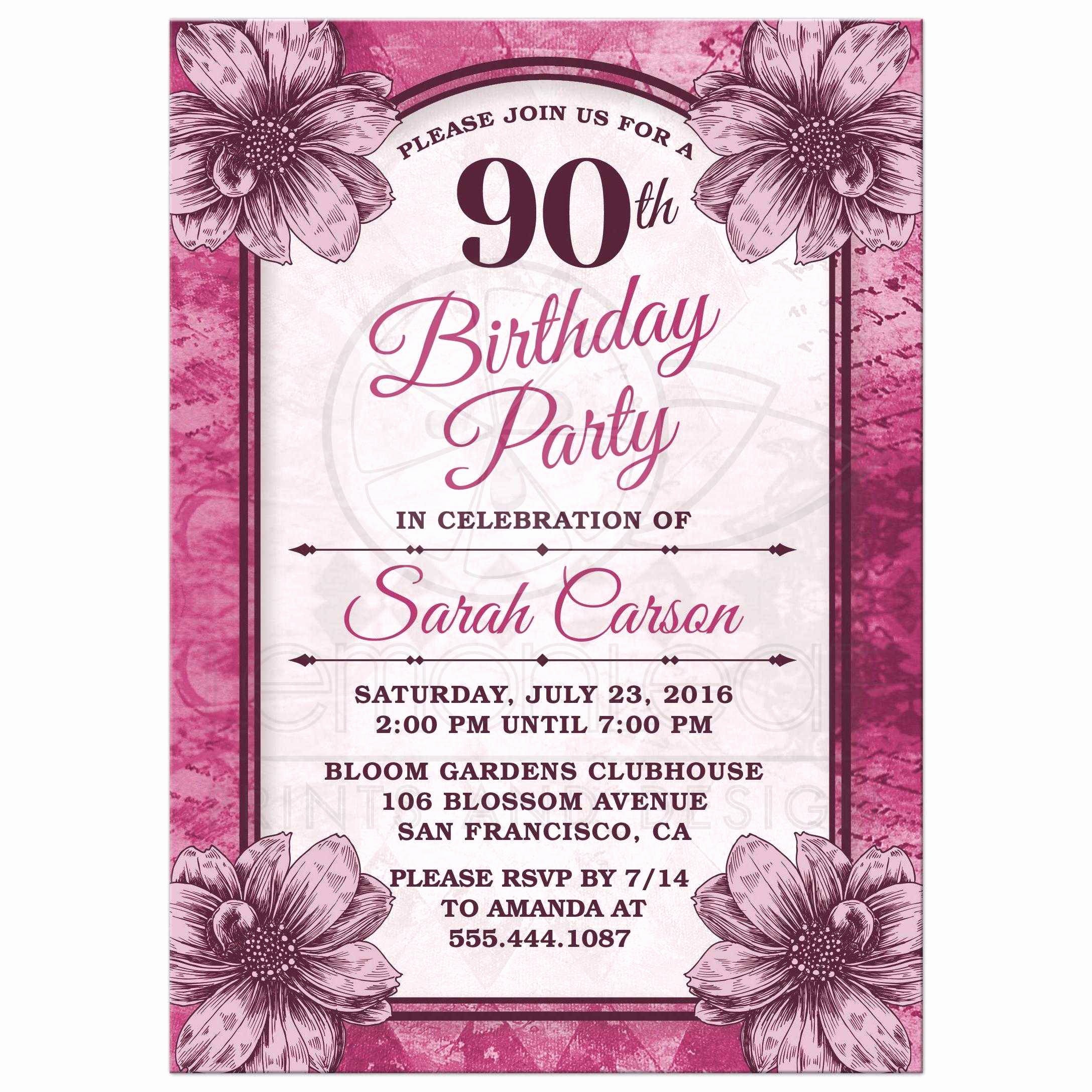 90th birthday party invitations