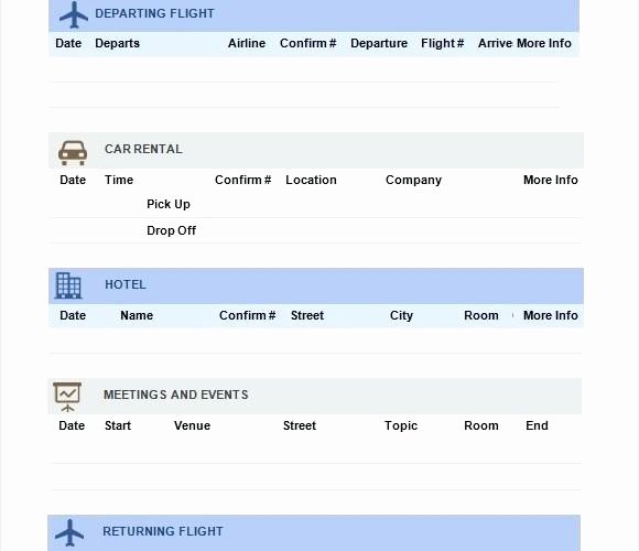 95 Executive assistant Travel Itinerary Template Sample
