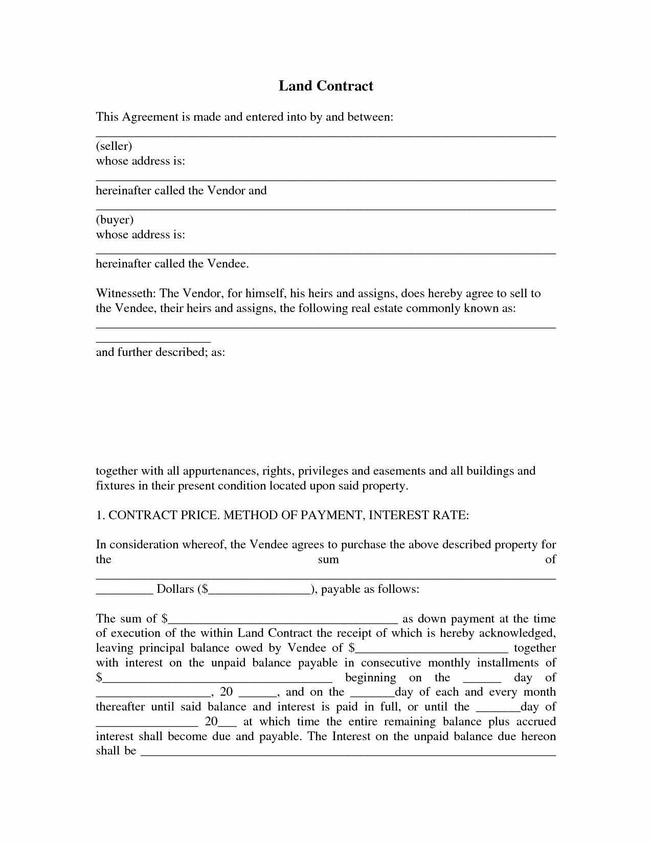 98 Free Land Contract Template Free Land Contract