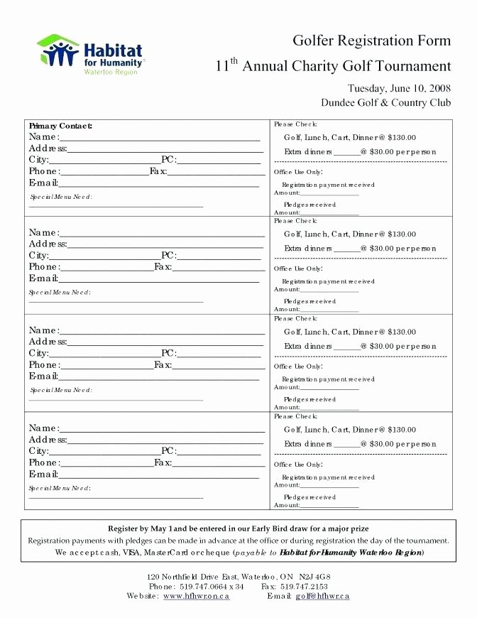 99 Free Golf tournament Registration form Template Free