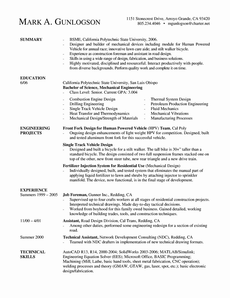 A Mechanical Engineer Resume Template Gives the Design Of