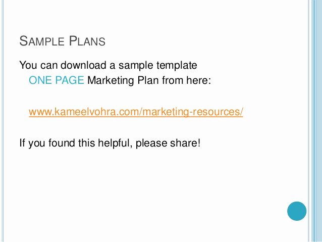 A Quick One Page Marketing Plan Template
