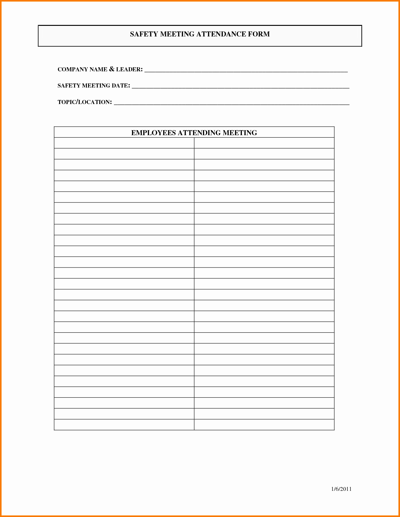 Aa Meeting attendance Sheet Template to Pin On