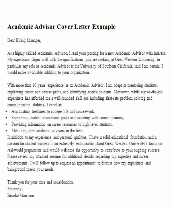 Academic Advisor Cover Letter