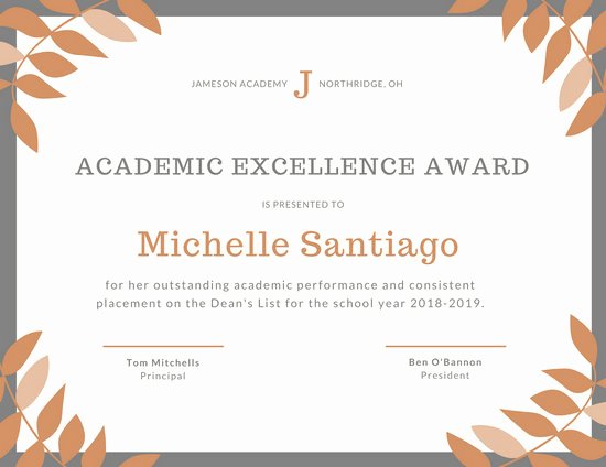 Academic Excellence Certificate Templates by Canva