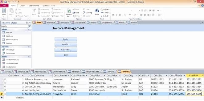 Access Database Inventory Management Templates