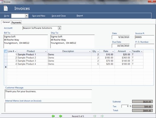 Access Invoice Database