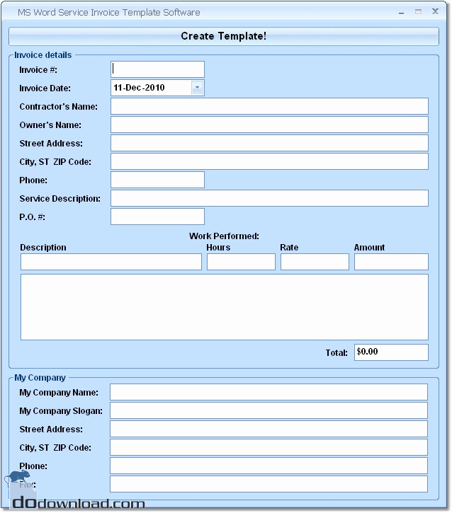 Access Invoice Template