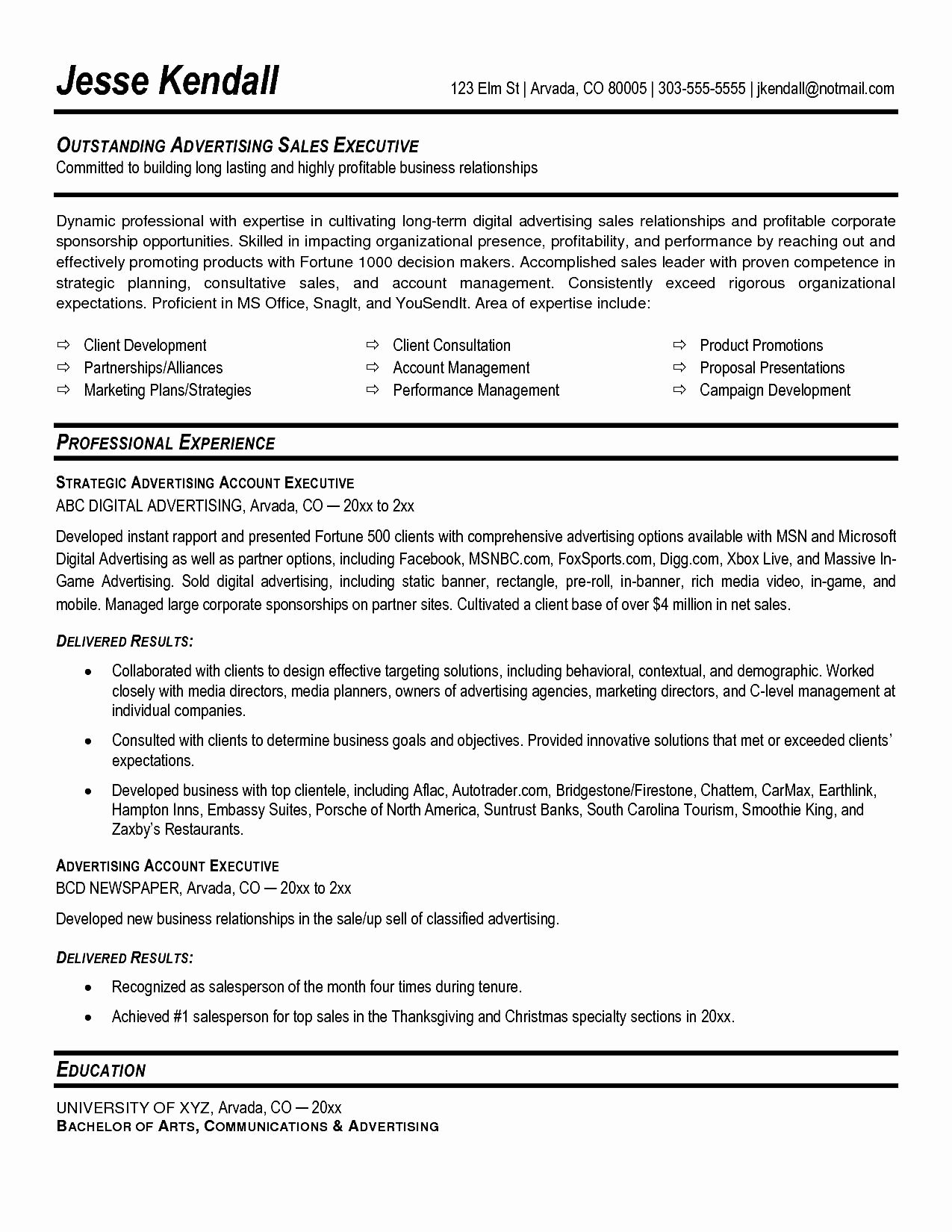 account executive resume sample