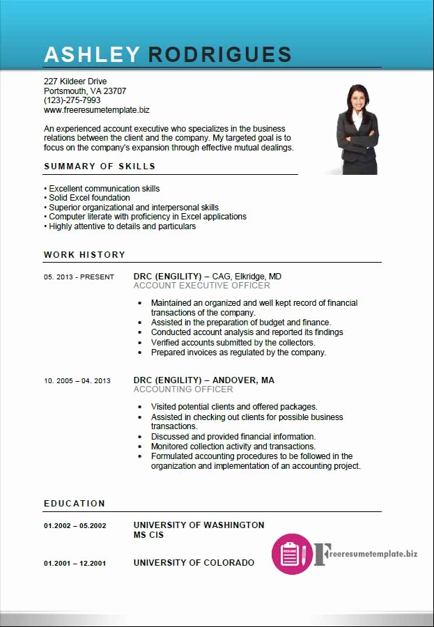 Account Executive Resume Template ⋆ Free Resume