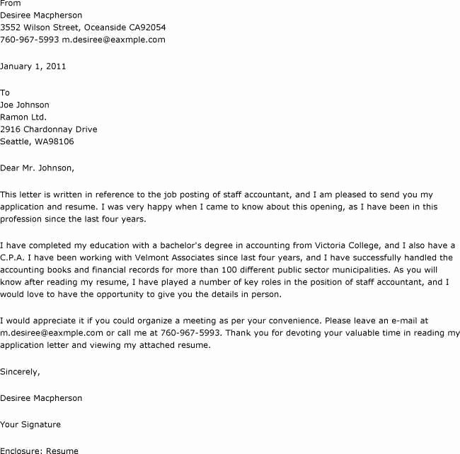 Accounting Cover Letter Example