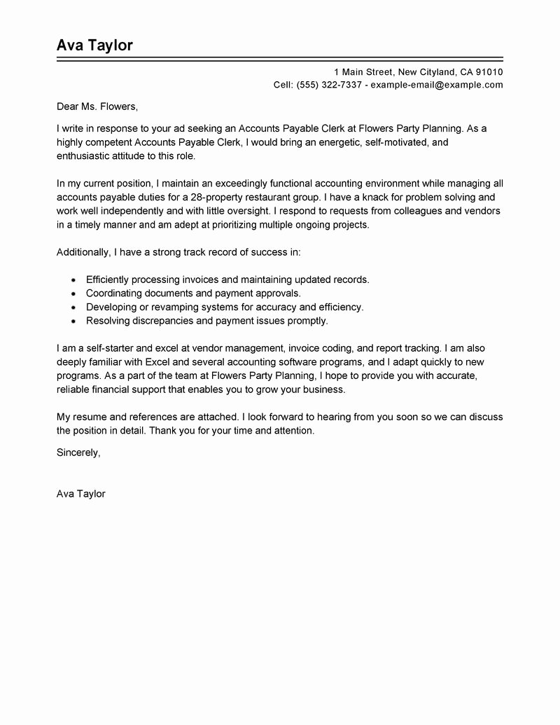 Accounting Internship Cover Letter Sample