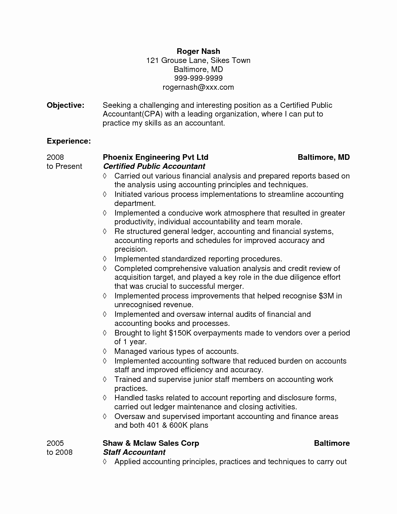 Accounting Objective Resume Filename
