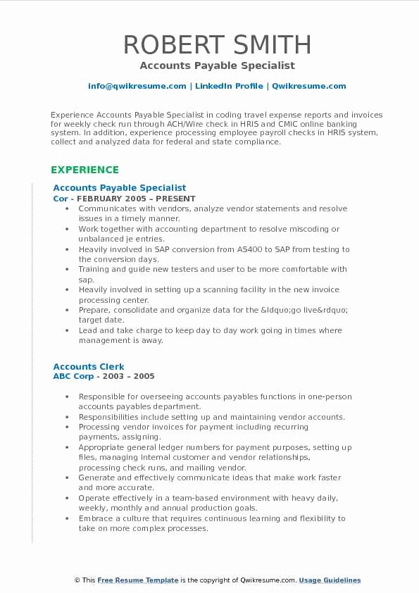 Accounts Payable Specialist Resume Samples
