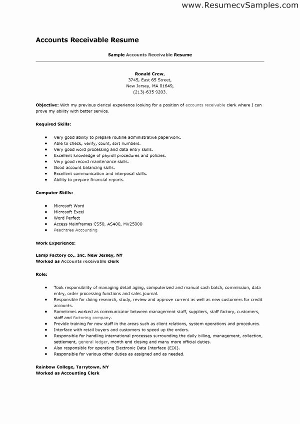 Accounts Receivable Resume Template