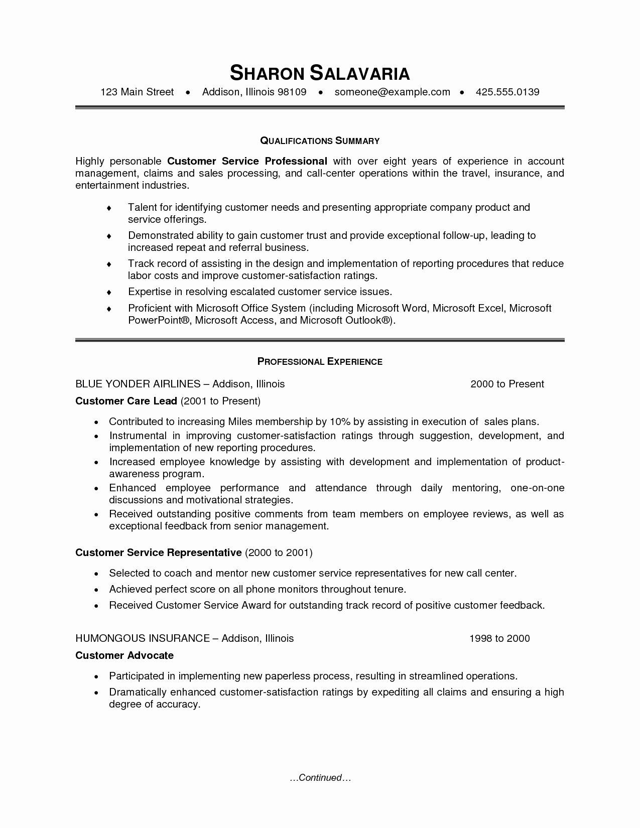 Ace Your Interview Customer Service Resume Sample 2017