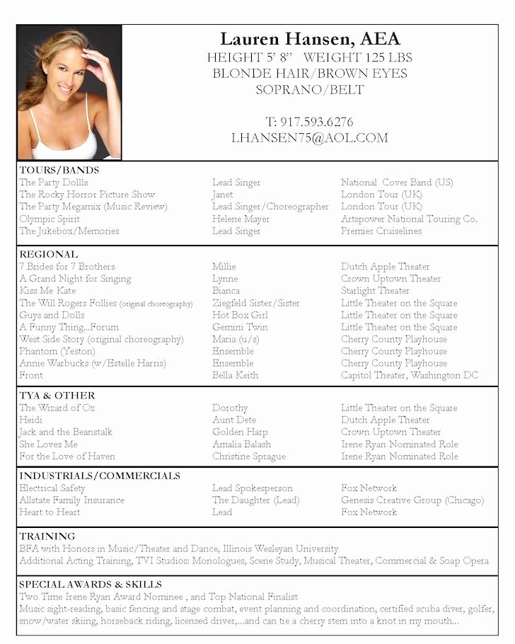 Acting Resume Example