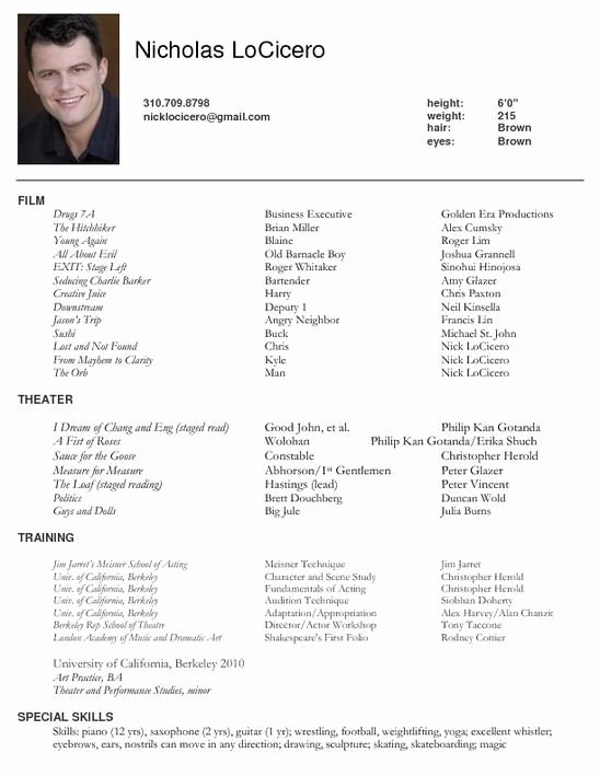 Acting Resume Special Skills Examples Best Resume Collection