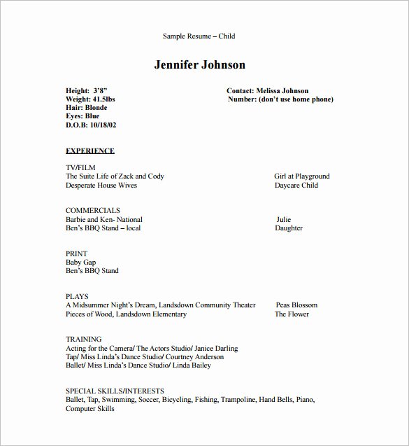 Acting Resume Template 7 Free Word Excel Pdf format