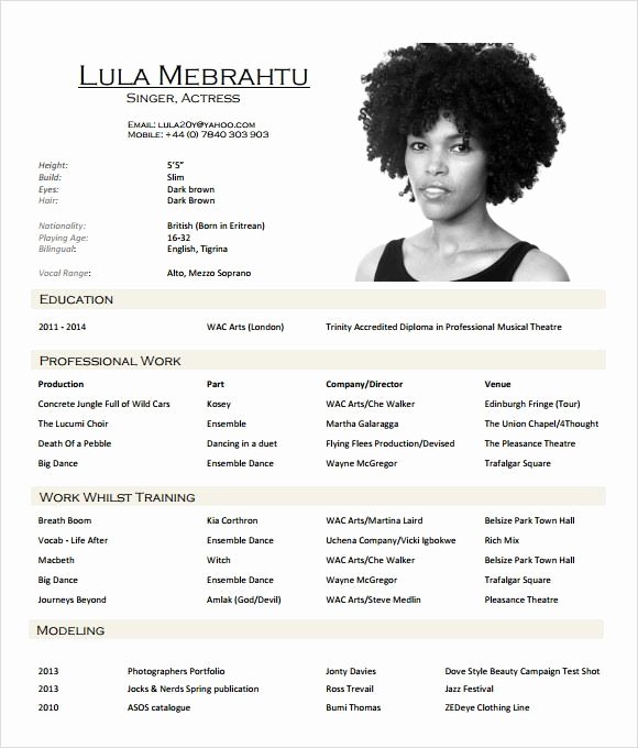 Acting Resume Template Best Resume Collection