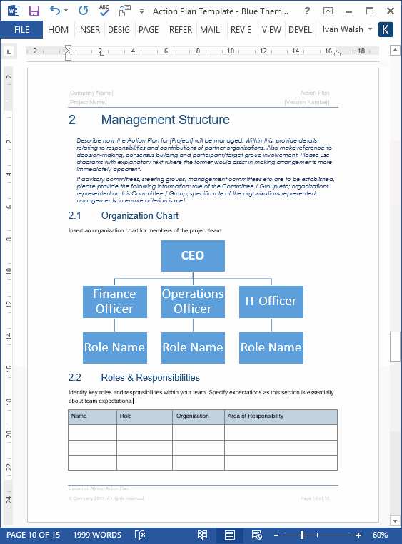 Action Plan Template 14 Page Word Template 7 Excel