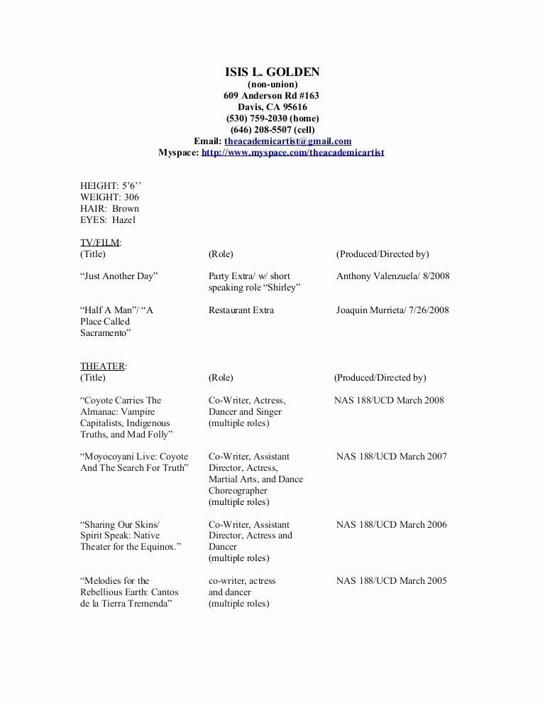 Actor Resume No Experience Best Resume Collection