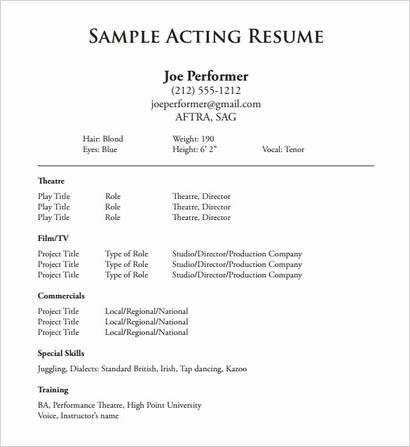 Actor Resume Template