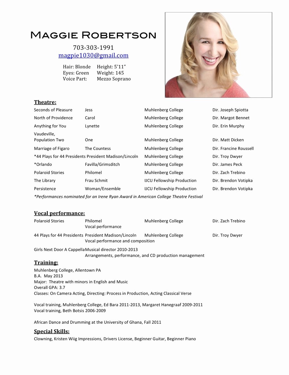 Actor Resume Template