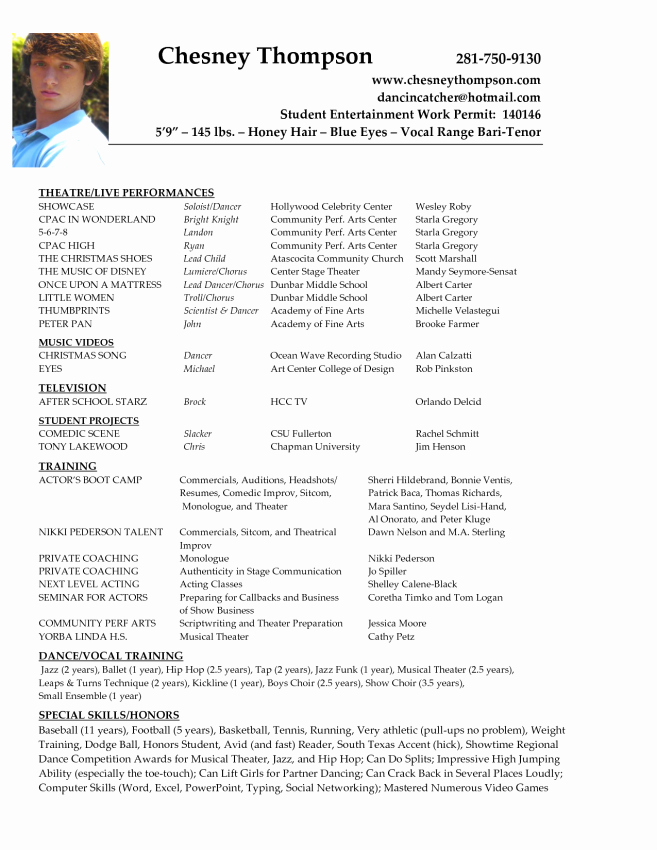 actors resume example