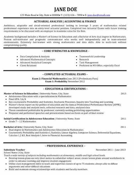 Actuary Resume Sample &amp; Template