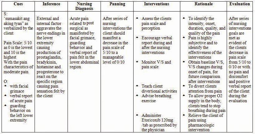 acute pain nursing care plan nursing