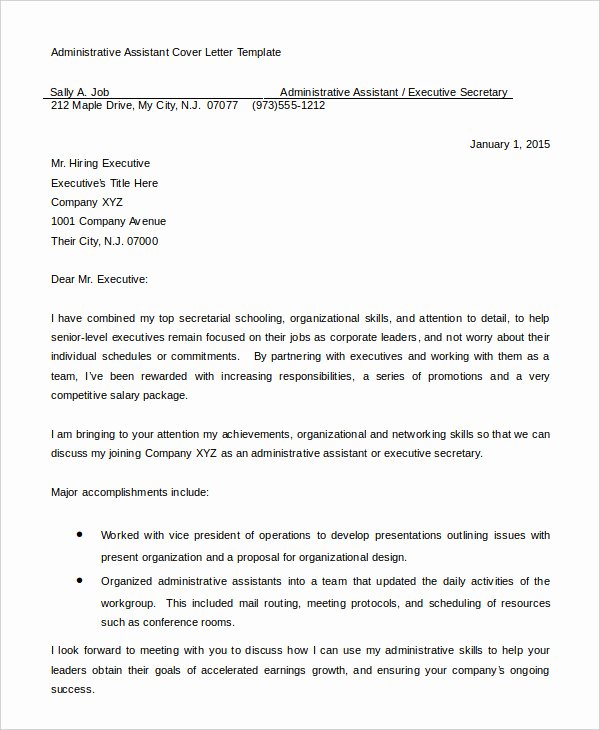 Administrative assistant Cover Letter 8 Free Word Pdf