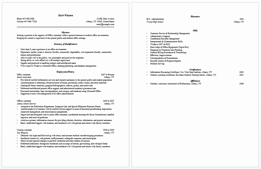 Administrative assistant Job Description Resume