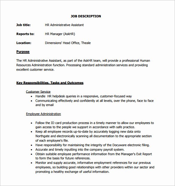Administrative assistant Job Description Template 8