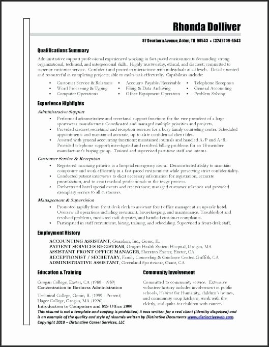 Administrative assistant Resume Career Summary
