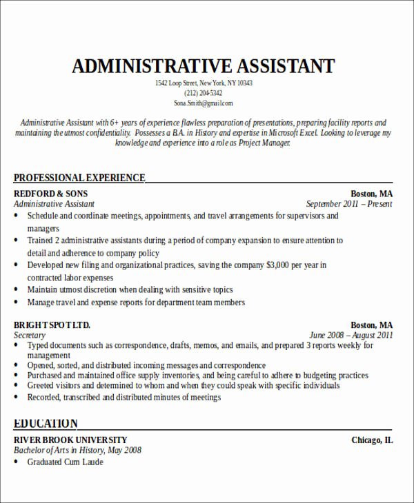 Administrative Assistant Description For Resume Letter Example Template