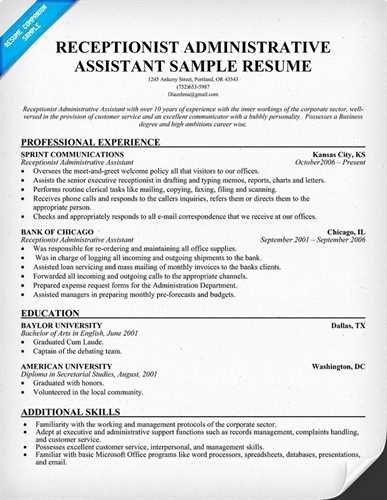 Administrative assistant Resume Sample