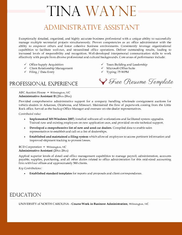 Administrative assistant Resume Template ⋆ Resume Templates