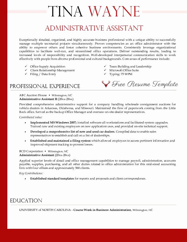 administrative assistant resume template