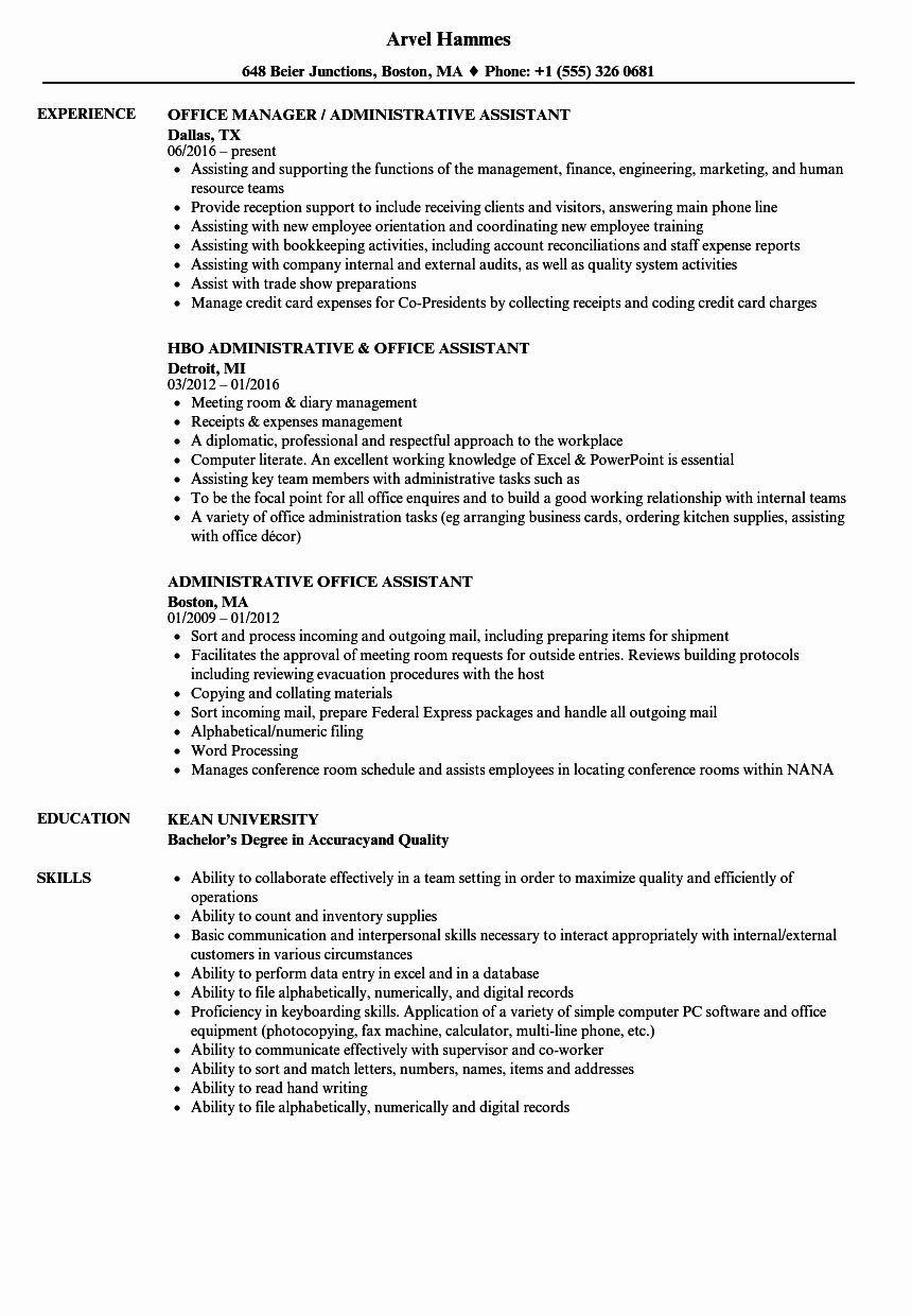 administrative office assistant resume sample