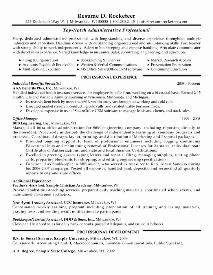 Administrative Professional Resume Example