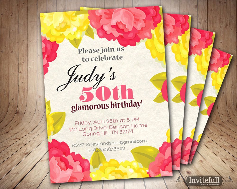 Adult Birthday Invitation 50th Birthday Invitation Diy