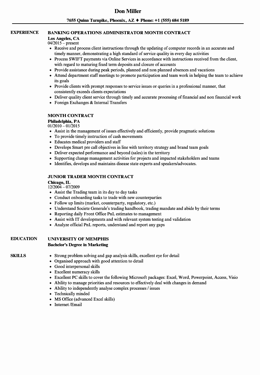 resume sample excel