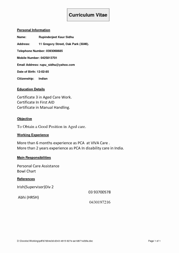 Aged Care Resume Template Best Resume Collection