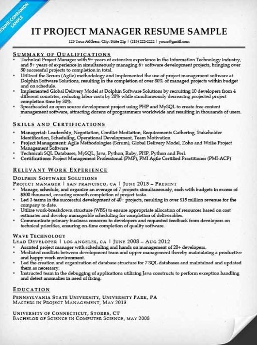 Agile Project Manager Resume Fiveoutsiders