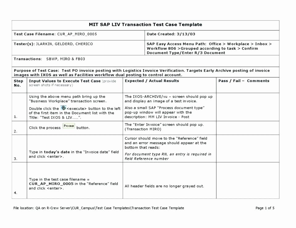 Agile Test Case Template Sample Test Case Template with