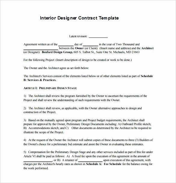 Agreement for Interior Design Services In India